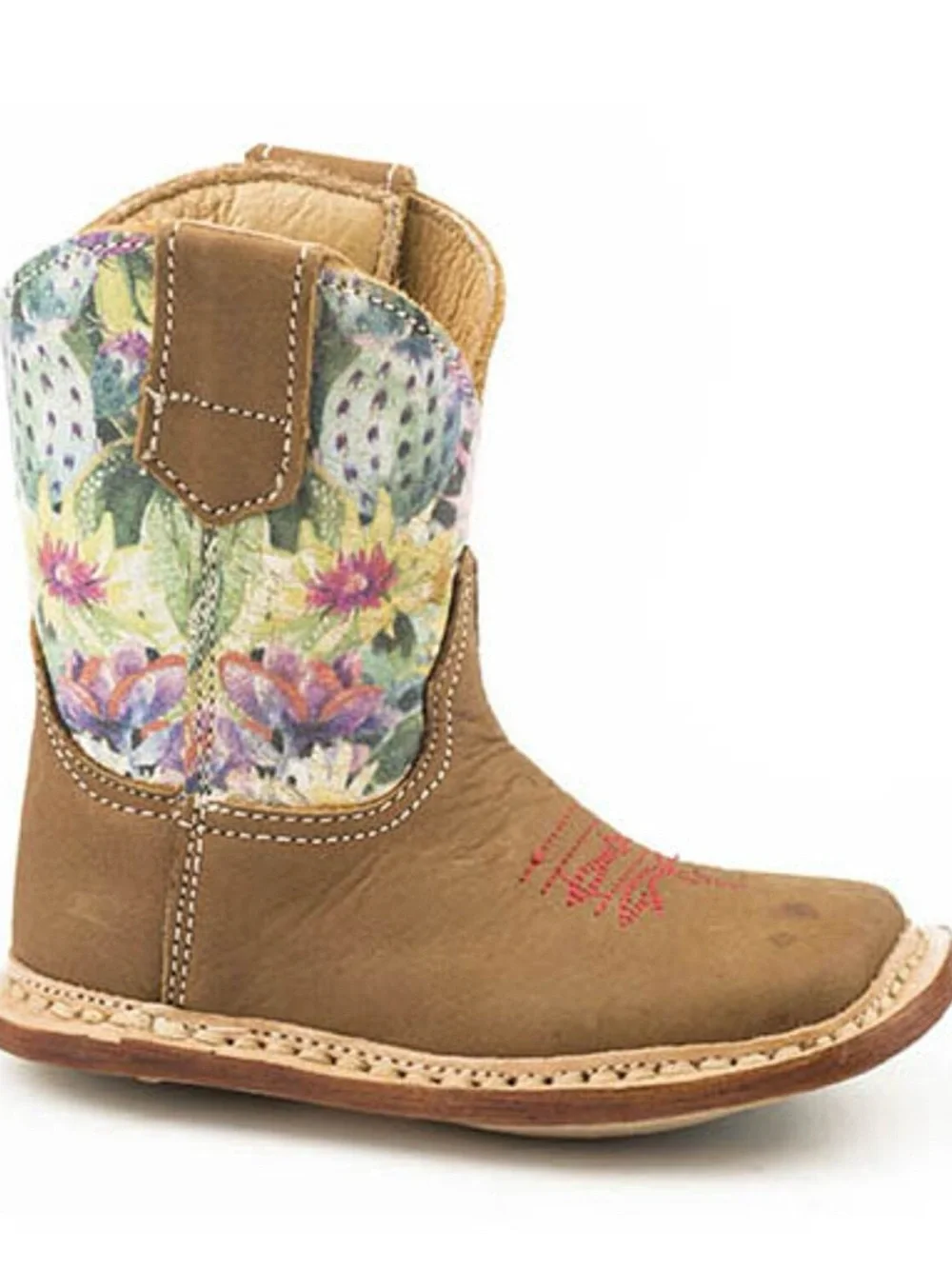 Roper Cowbabies Infant Tan Nubuck/Cactus Print Boots Sz 3